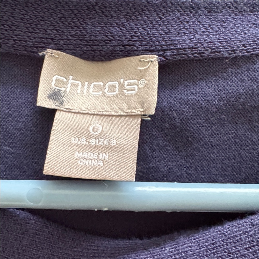 Chico’s Classic Navy Long Sleeve Boat neck Women's Sweater top Sz 0 - Picture 5 of 6